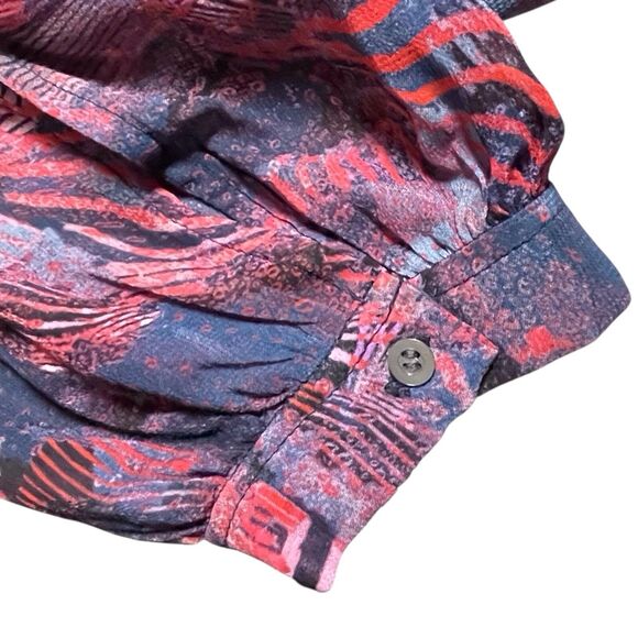 IRO Dress Size 40 (US 8) Abstract Print Red Blue Long Sleeve Ruffle Hem EUC - Picture 9 of 16